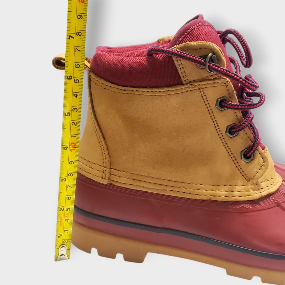 Lands End Womens Leather Duck Boots Red Tan Sz 8M Rain Outdoor Hunting Gorpcore - Picture 12 of 12